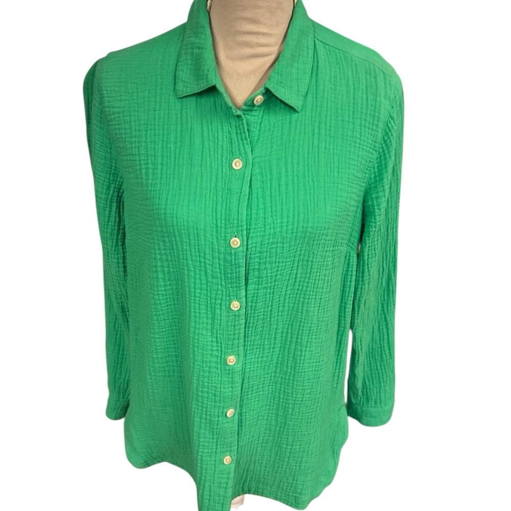 J. Jill Vibrant Green Button-Down Shirt